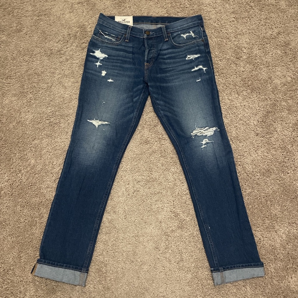 Men’s Hollister California 1992 Distressed slim button fly jeans blue size 32x32
